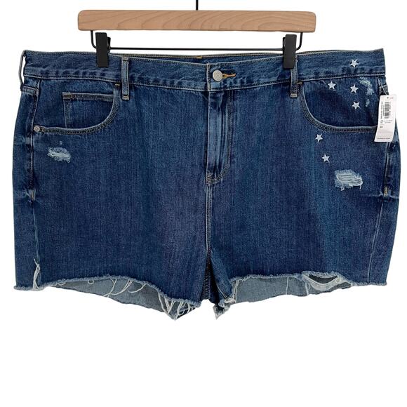 Old Navy Dark Wash Star Denim Boyfriend Shorts Size 20 New - Picture 1 of 5